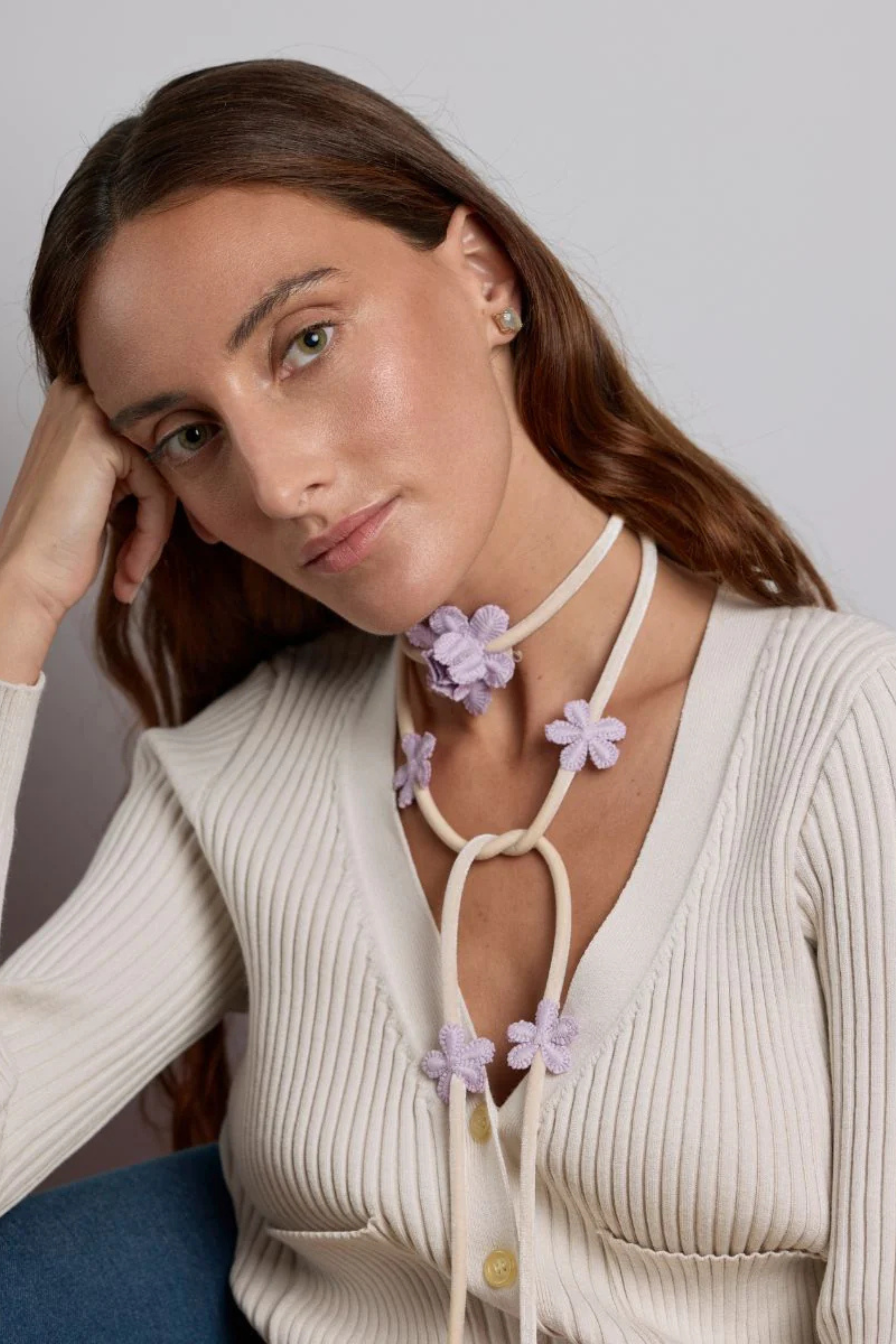 CHOKER TRIZTRIZ OLIVIA BLANCO Y LILA