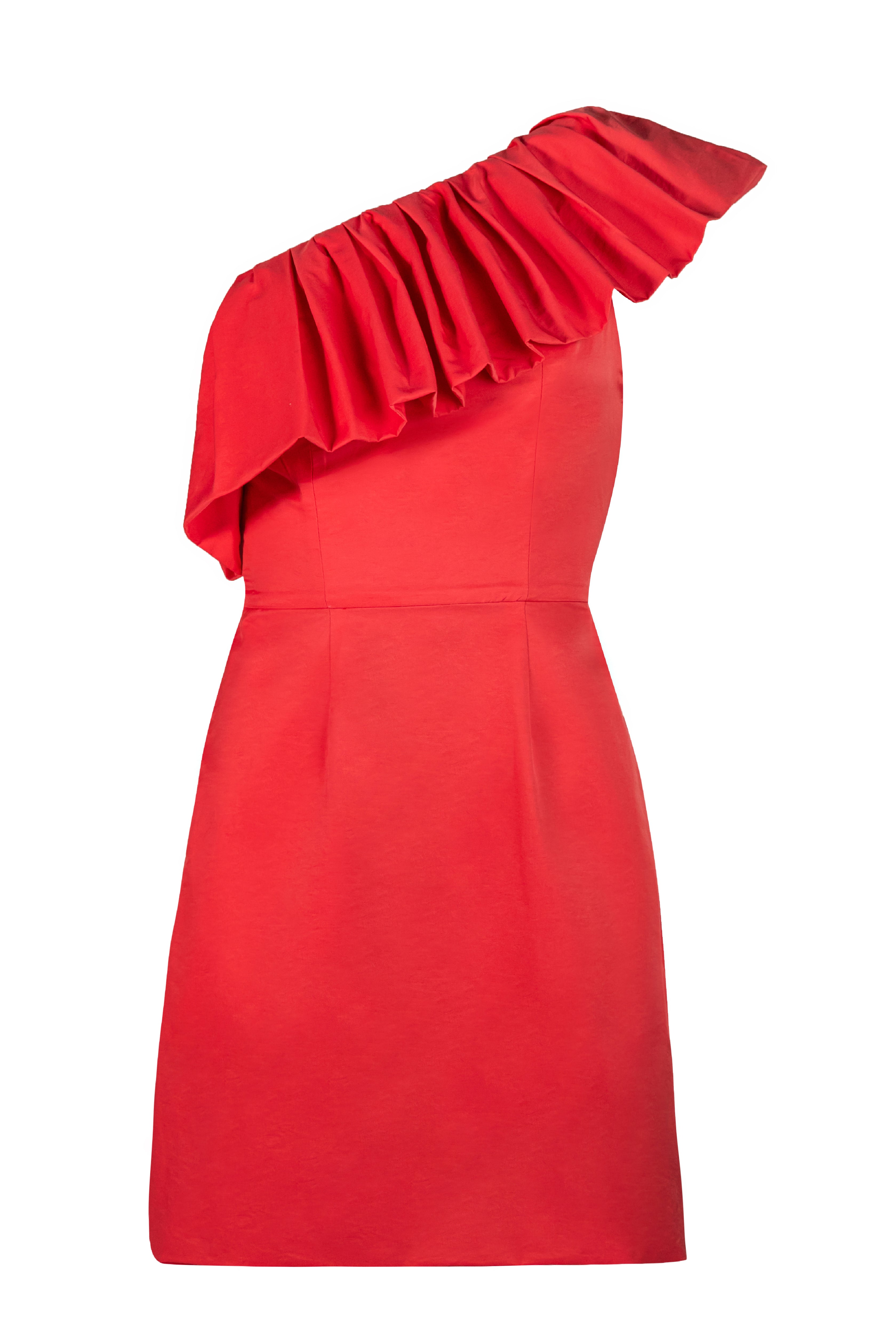 VESTIDO CORTO AVA VOLANTE ROJO