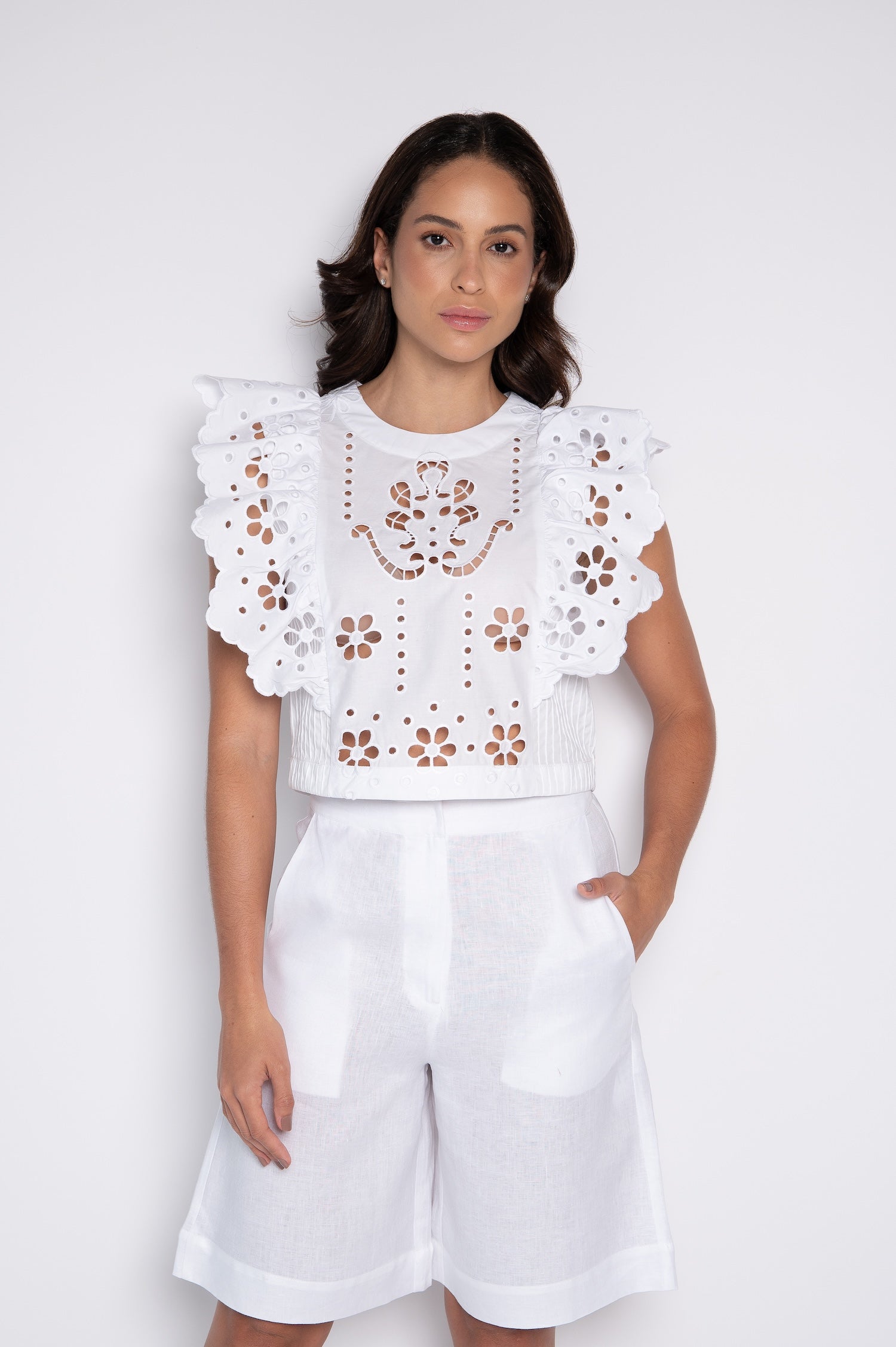 BLUSA CROPPED RICHELIEU OLIVIA BLANCA