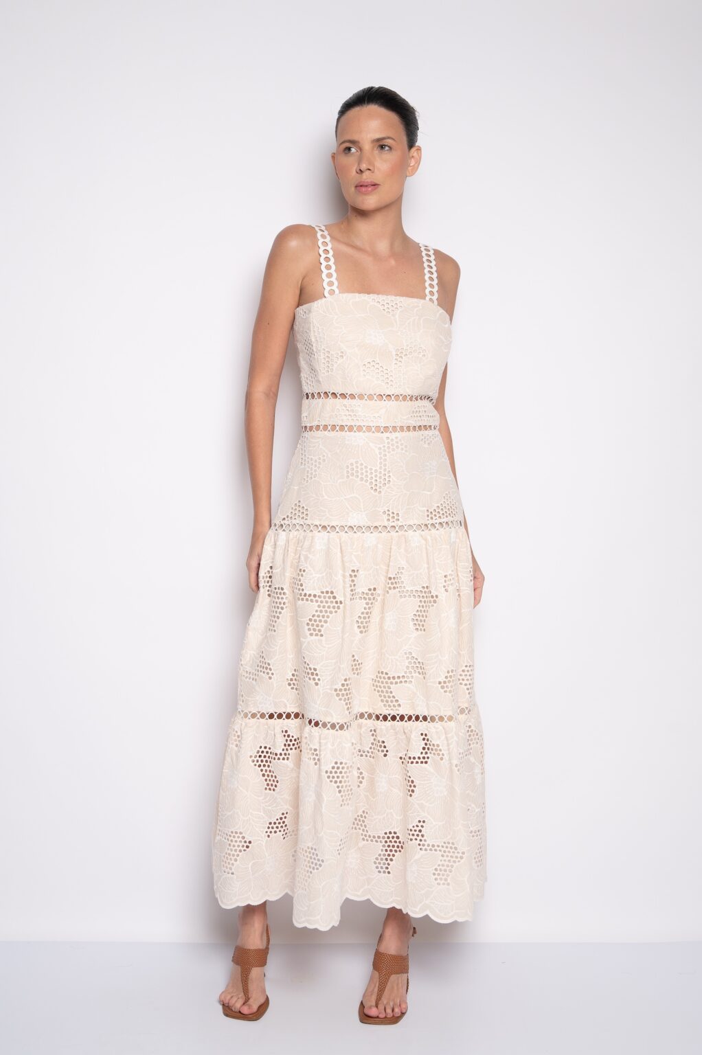 VESTIDO MIDI DE BORDADO INGLÉS VITORIA