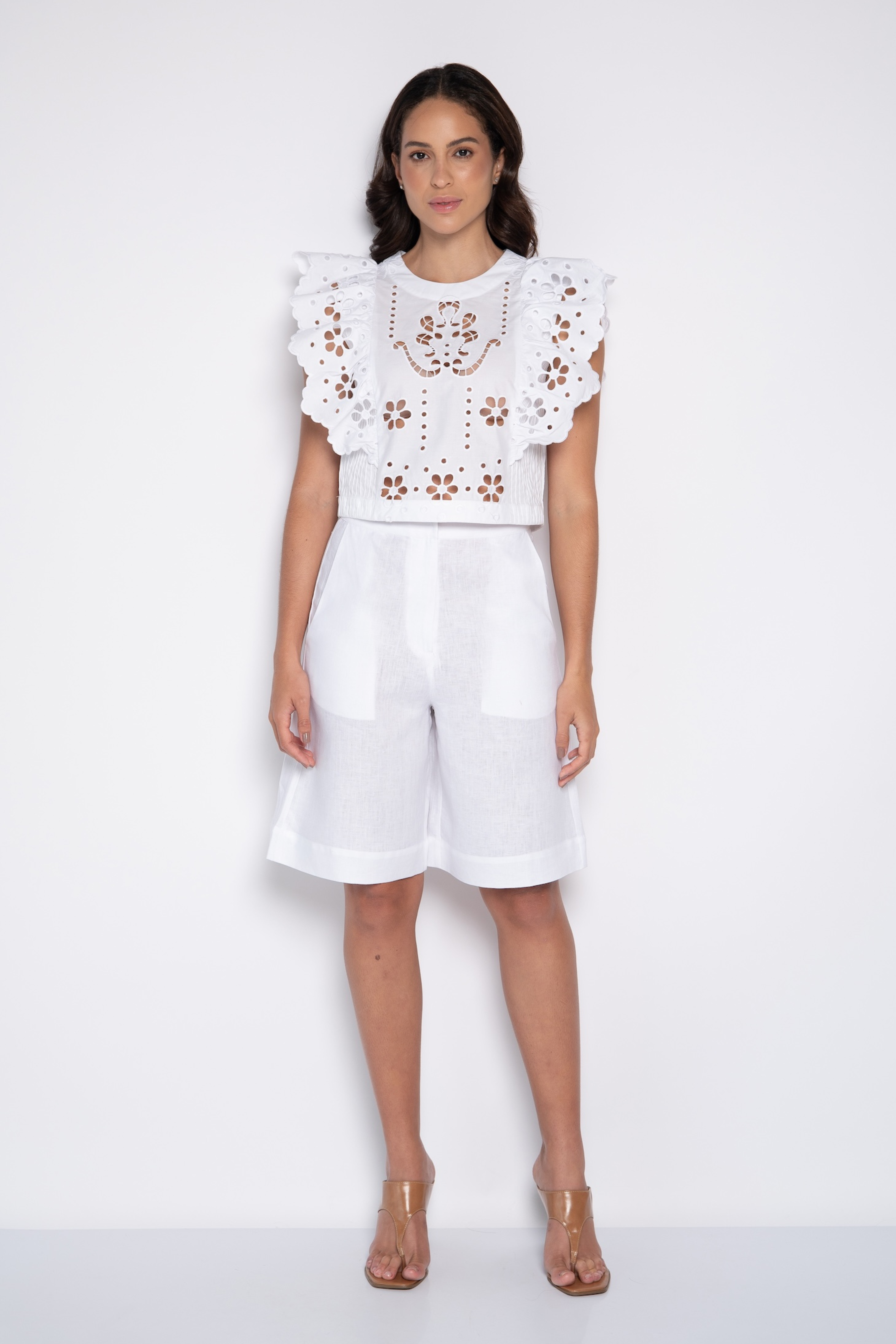 BLUSA CROPPED RICHELIEU OLIVIA BLANCA