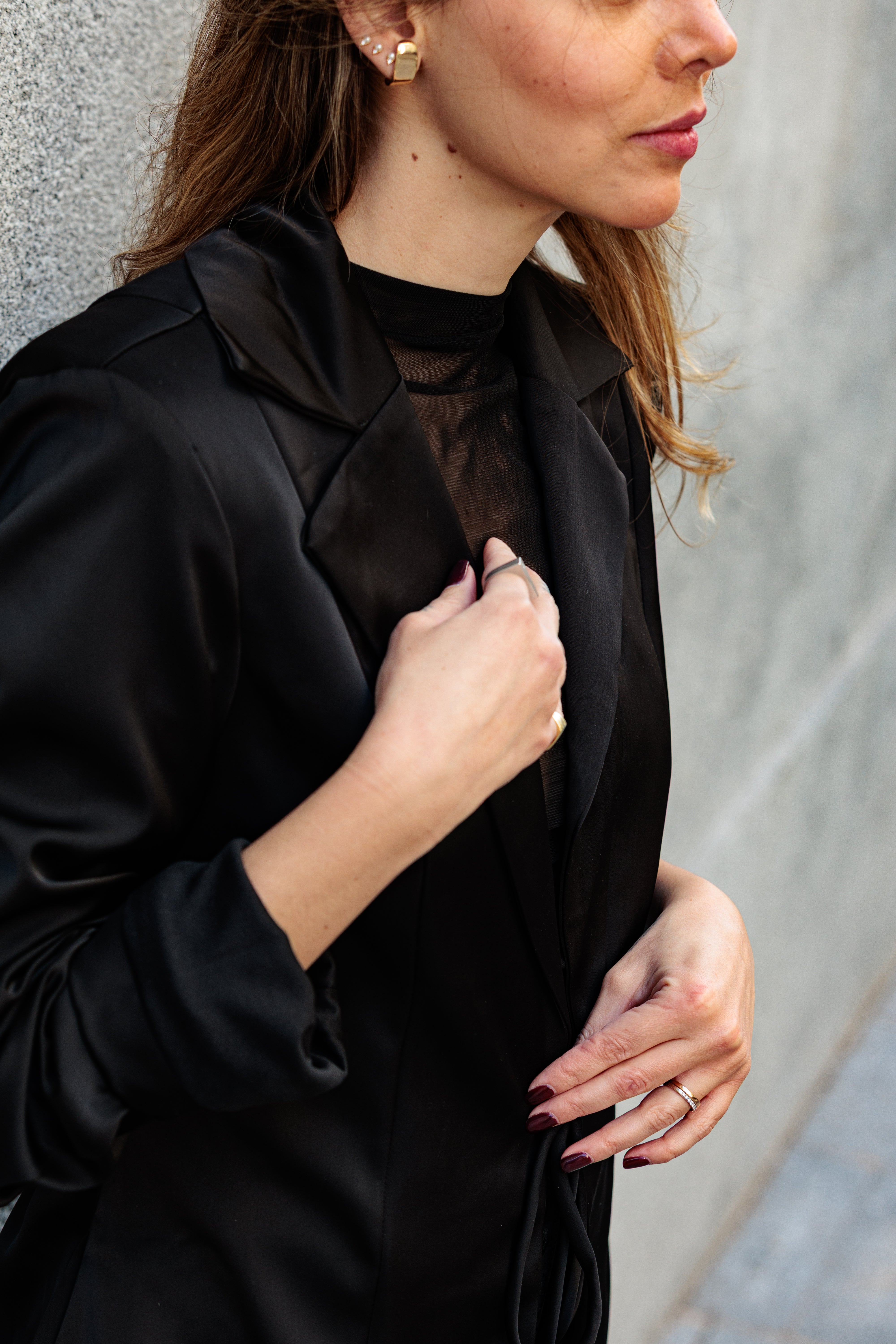 BLAZER AMSTERDA SATINADO NEGRO