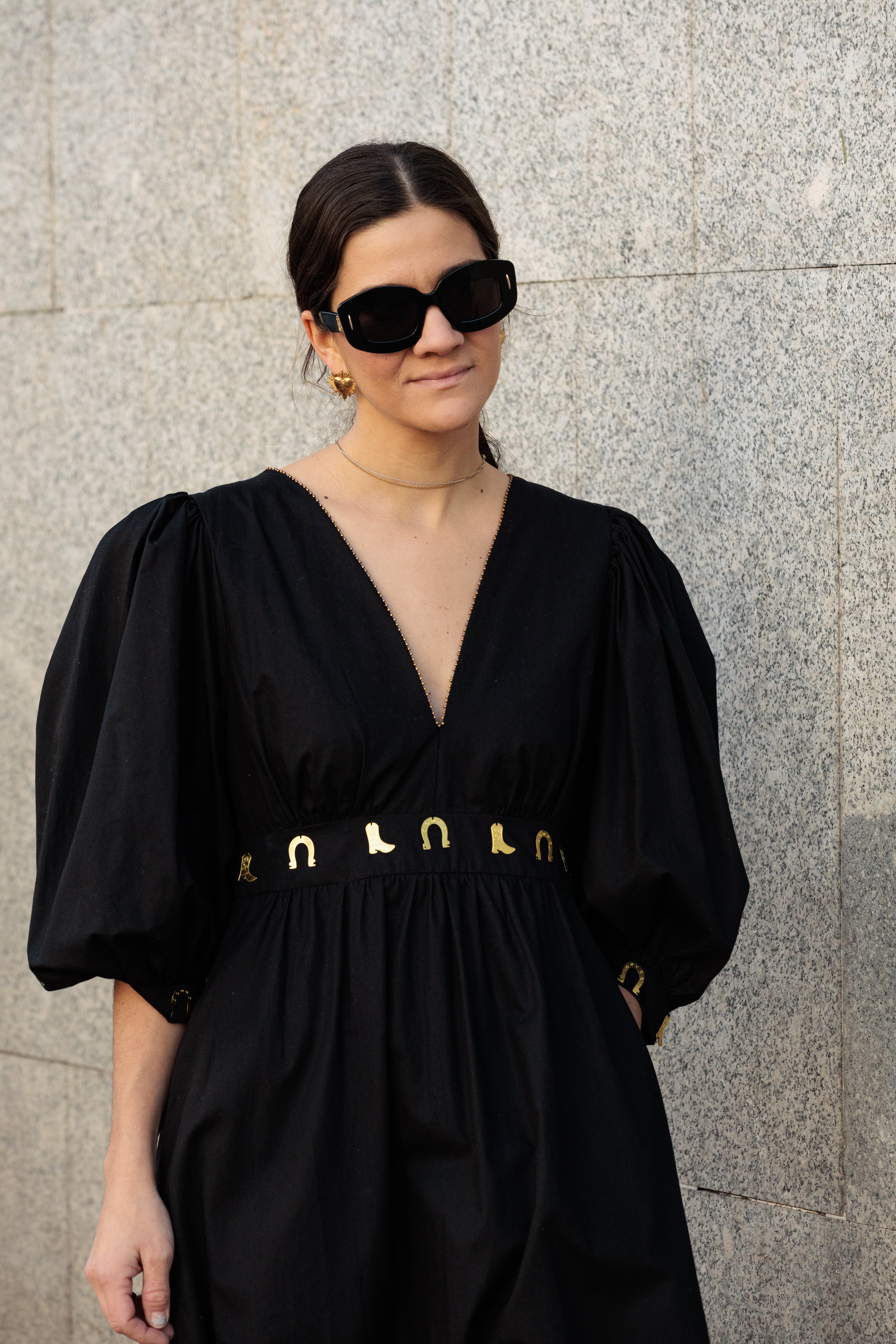 VESTIDO MIDI BORDADO GOLD VINTAGE HORSE