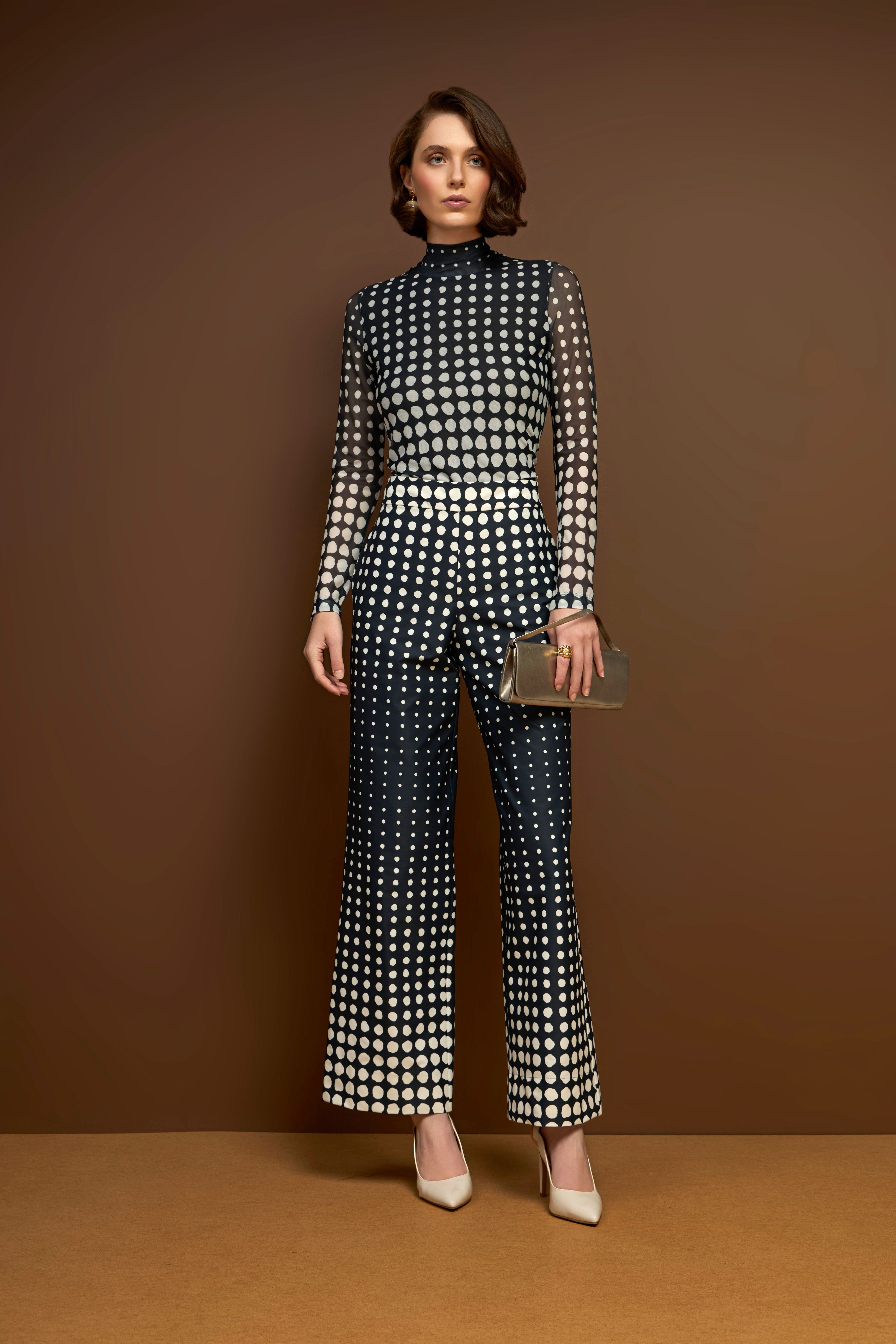 PANTALÓN À POIS AZUL MARINO & BLANCO