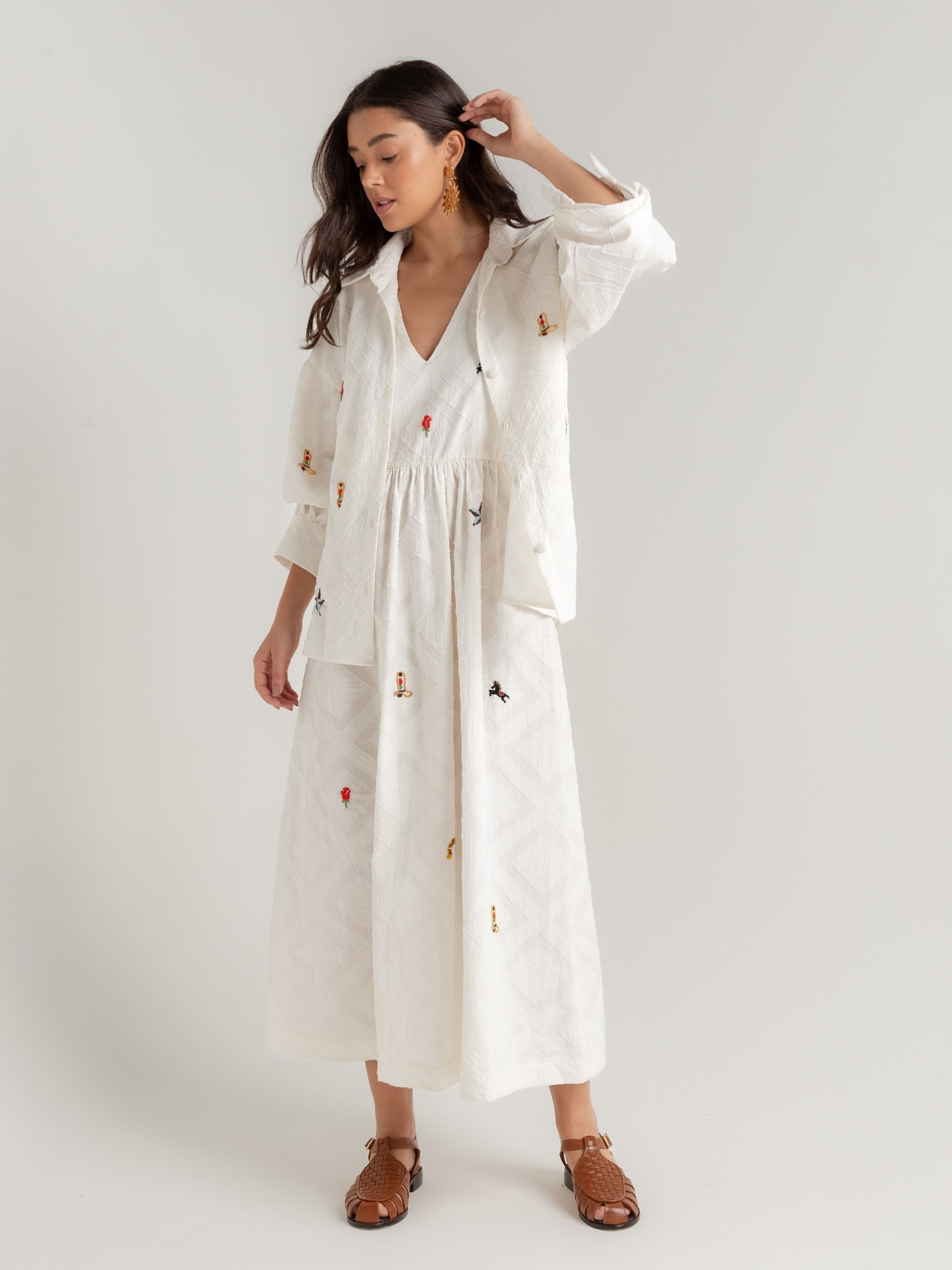 VESTIDO DETALLE BORDADO VINTAGE HORSE BLANCO